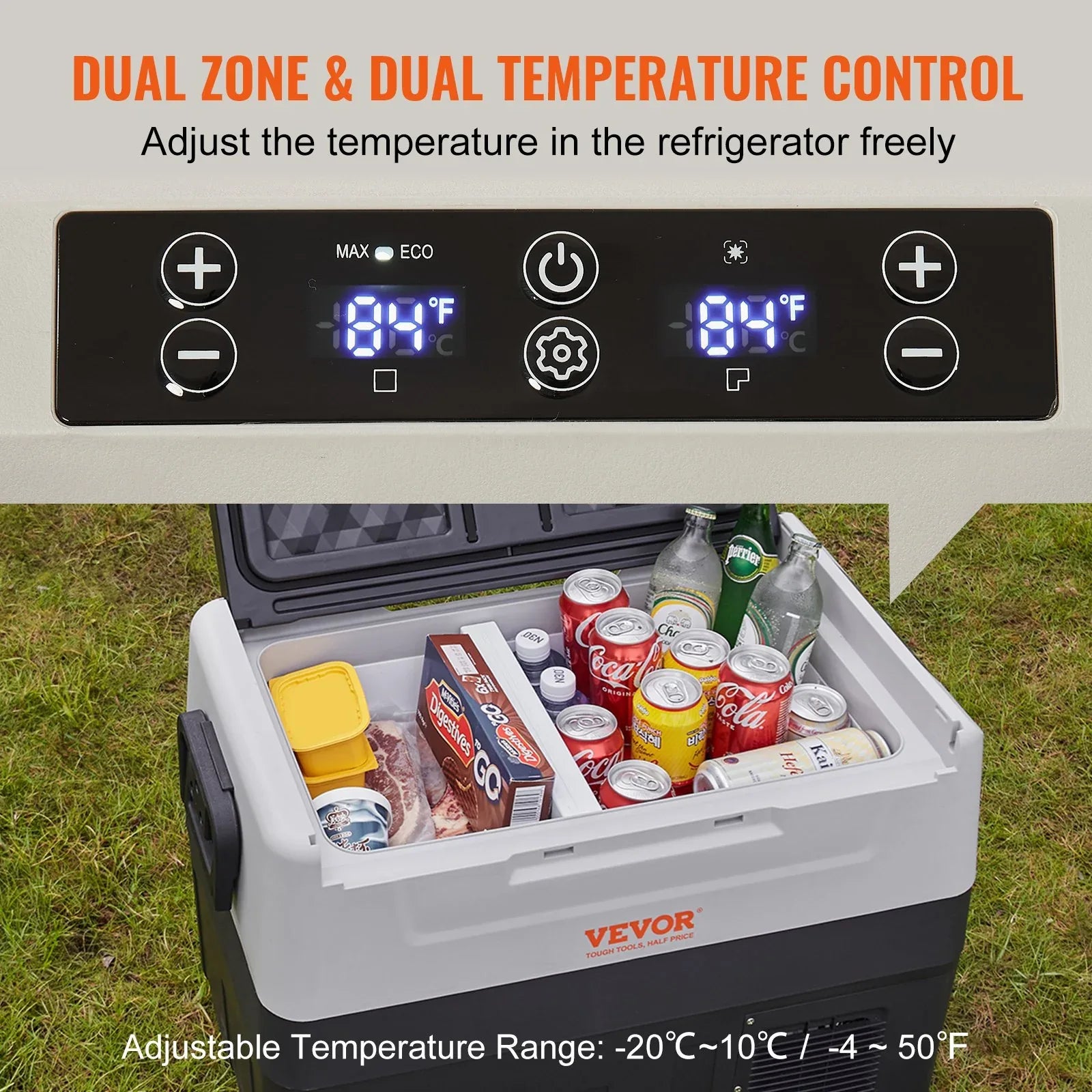 Car Refrigerator, 12 Volt Car Refrigerator Fridge, 48 QT/45 L Dual Zone Portable Freezer, -4F-50F Adjustable Range, 12/24V DC And 100-240V AC Compressor Cooler For Outdoor, Camping, Travel, RV - THE MILE MAKER DRIVER SHOP