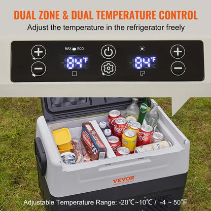 Car Refrigerator, 12 Volt Car Refrigerator Fridge, 48 QT/45 L Dual Zone Portable Freezer, -4F-50F Adjustable Range, 12/24V DC And 100-240V AC Compressor Cooler For Outdoor, Camping, Travel, RV - THE MILE MAKER DRIVER SHOP