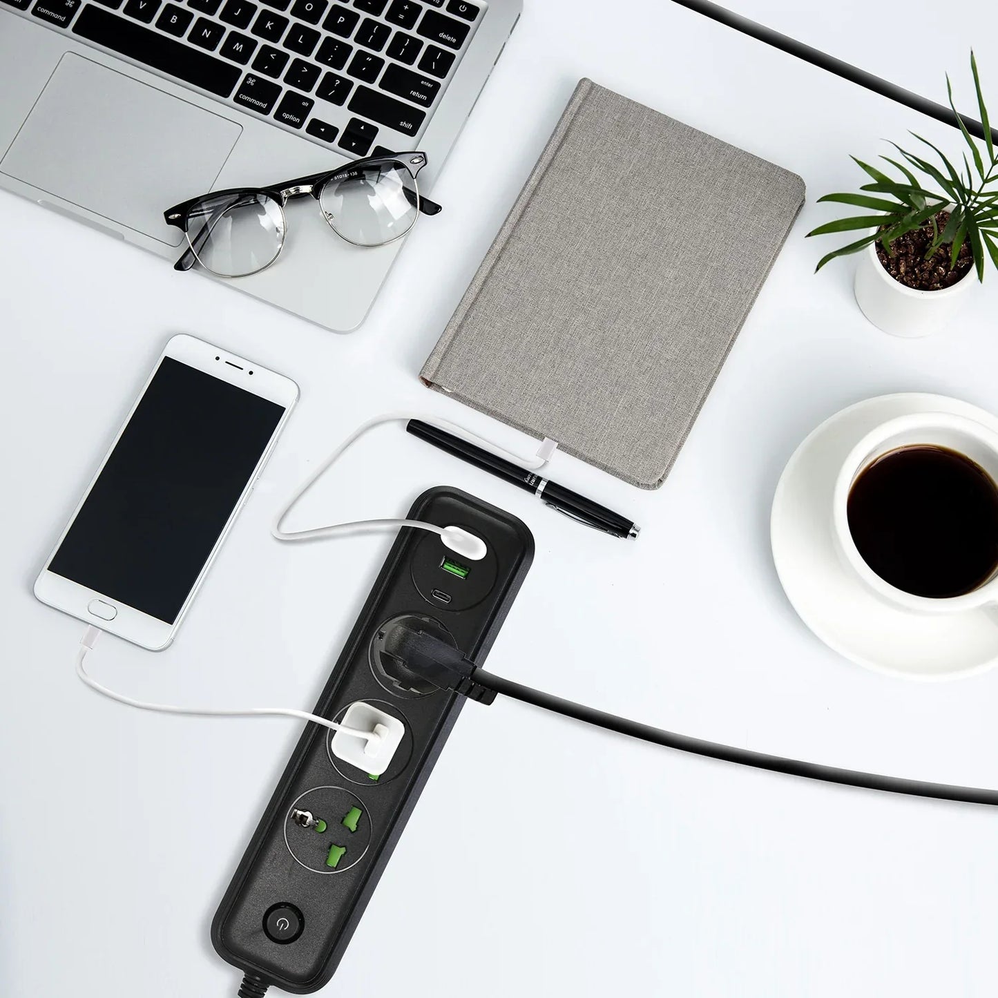 1Pc Power Strip With 6FT Extension Cord 3 AC Outlets And 2 USB A Ports 1 USB C Port 2500W Wall Mount Outlet Extender For Home Office Dorm Travel - THE MILE MAKER DRIVER SHOP