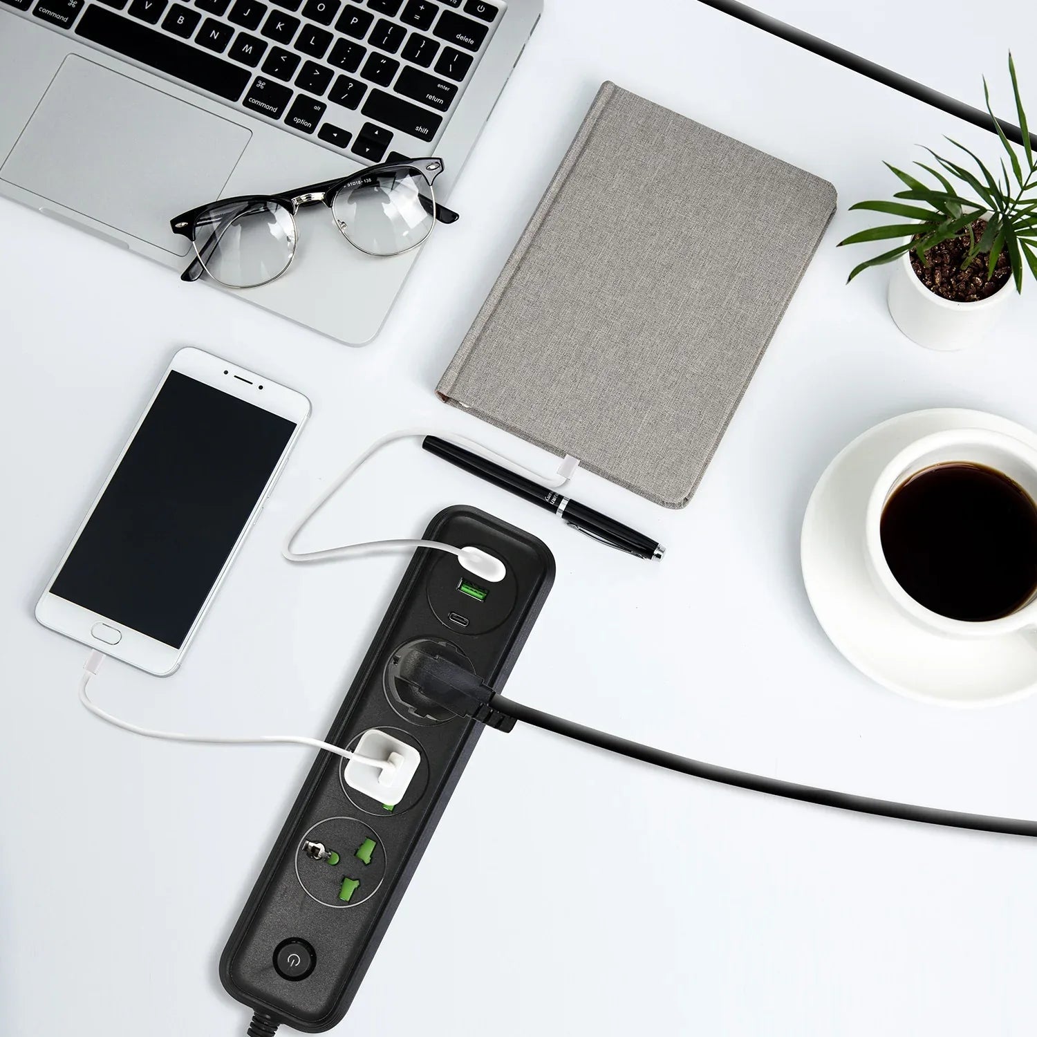 1Pc Power Strip With 6FT Extension Cord 3 AC Outlets And 2 USB A Ports 1 USB C Port 2500W Wall Mount Outlet Extender For Home Office Dorm Travel - THE MILE MAKER DRIVER SHOP