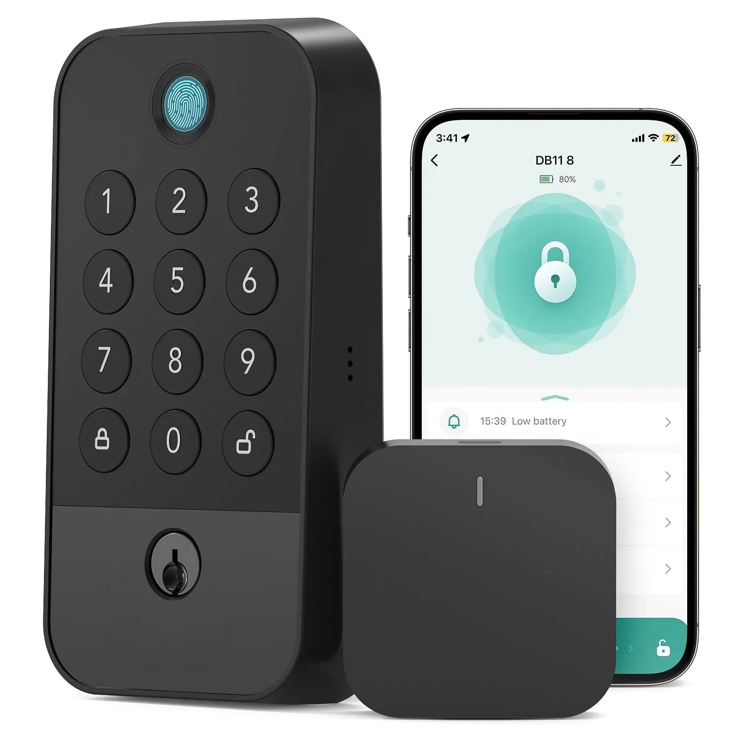 Smart WiFi & Bluetooth Door Lock With Fingerprint, Keypad & Code Entry, App Remote Control, Auto Lock, Black - THE MILE MAKER DRIVER SHOP