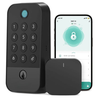 Smart WiFi & Bluetooth Door Lock With Fingerprint, Keypad & Code Entry, App Remote Control, Auto Lock, Black - THE MILE MAKER DRIVER SHOP