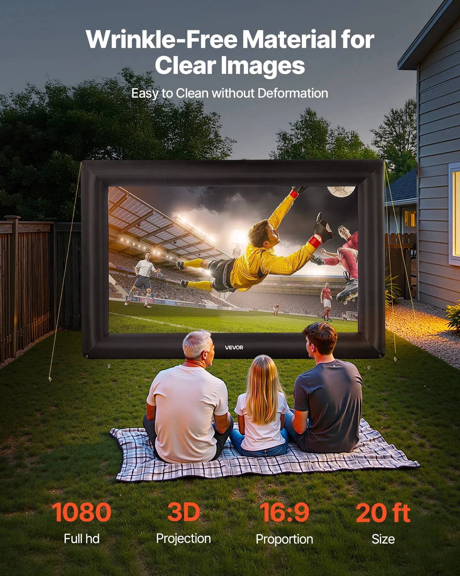20FT Inflatable Projector Screen, Inflatable Movie Screen Outdoor With 250W Air Blower Projector Screen Oxford Fabric Material Blow Up Screen For Outdoor Backyard, Home Theater, Theme Party - THE MILE MAKER DRIVER SHOP