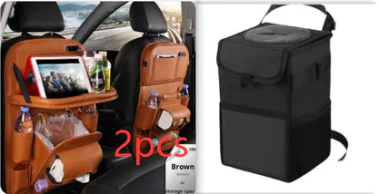 PU Leather Car Storage Bag Multifunction Seat Back Tray Hanging Bag Waterproof Car Organizer Automotive Interior Accessories - THE MILE MAKER DRIVER SHOP