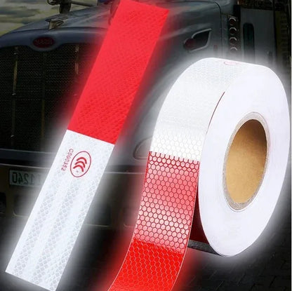 Reflective Trailer Safety Tape Conspicuity Tape Warning Sign Car Truck Red White - THE MILE MAKER DRIVER SHOP