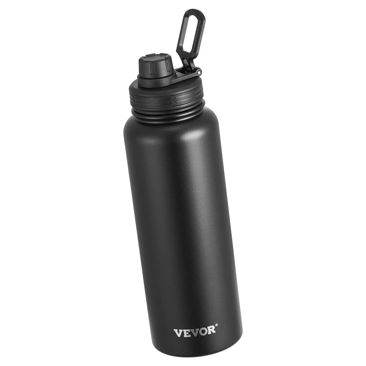 40 Oz Insulated Water Bottle Stainless Steel With Wide Mouth Lid Black - THE MILE MAKER DRIVER SHOP