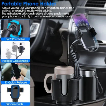 2 In 1 Car Cup Mobile Phone Holder Car Beverage Holder - THE MILE MAKER DRIVER SHOP