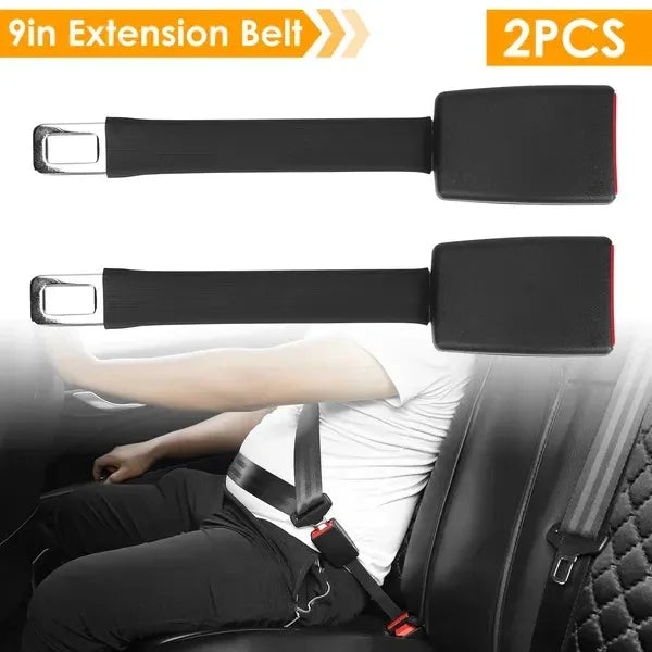 2Pcs Car Seat Belt Extender 9in Buckle Tongue Webbing Extension - THE MILE MAKER DRIVER SHOP