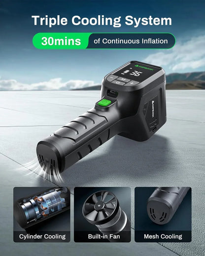 AMPBANK AT001 Portable Tire Air , Car-mounted Automatic Air Pump With Tire Pressure Gauge, 150PSI With LED Suitable For Cars, Motorcycles, SUVs, Bicycles, Balls, Etc. - THE MILE MAKER DRIVER SHOP