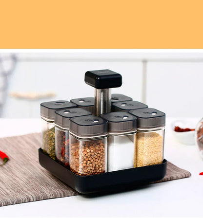 Spice Jar Glass Organizer Pepper Seasoning Container Kitchen - THE MILE MAKER DRIVER SHOP