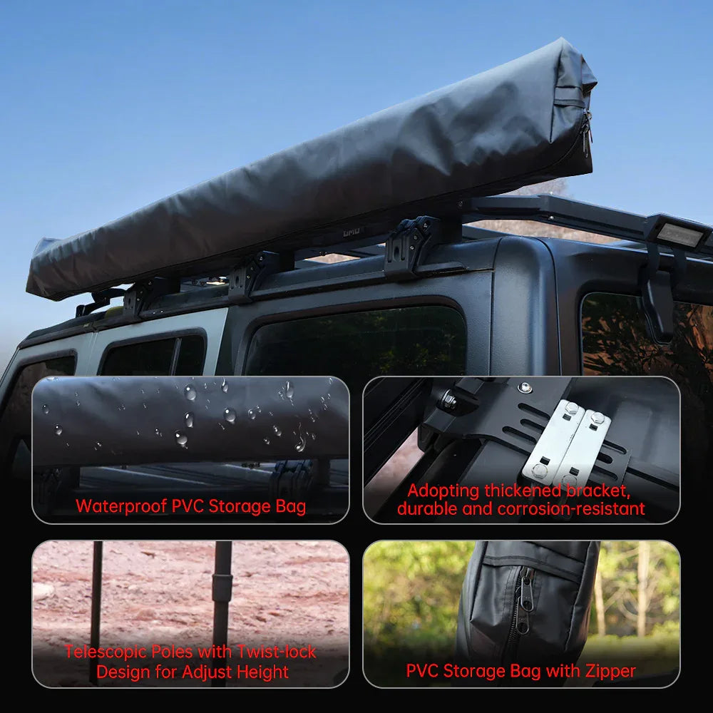 270-Degree Awning Driver Side Free Standing, Car Side 270-Degree Awning Waterproof UV50 Wind Resistant For SUV Van Truck - THE MILE MAKER DRIVER SHOP