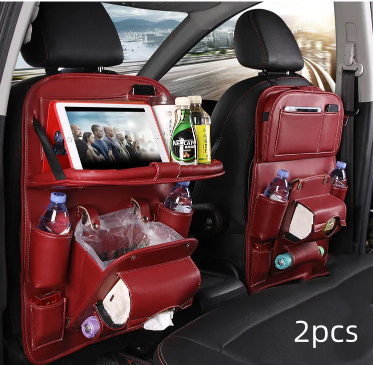 PU Leather Car Storage Bag Multifunction Seat Back Tray Hanging Bag Waterproof Car Organizer Automotive Interior Accessories - THE MILE MAKER DRIVER SHOP