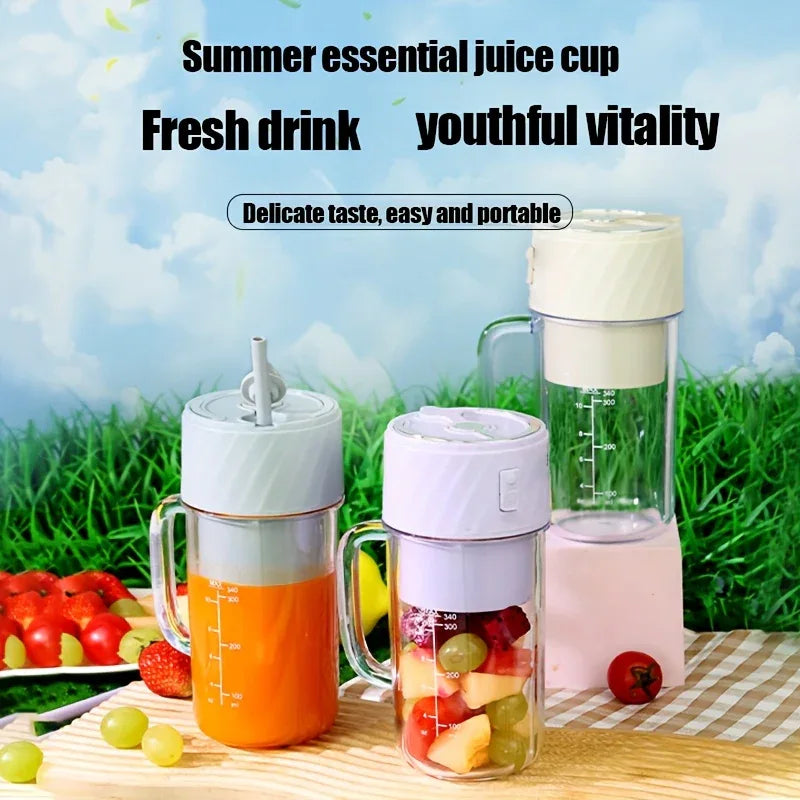 Portable Blender Rechargeable Blender Travel Cup With Lid And Straw, Ideal For Making Milkshakes, Smoothies, And Juices, Mini Blender Suitable For Outdoor Sports, Home Use, And Travel - THE MILE MAKER DRIVER SHOP
