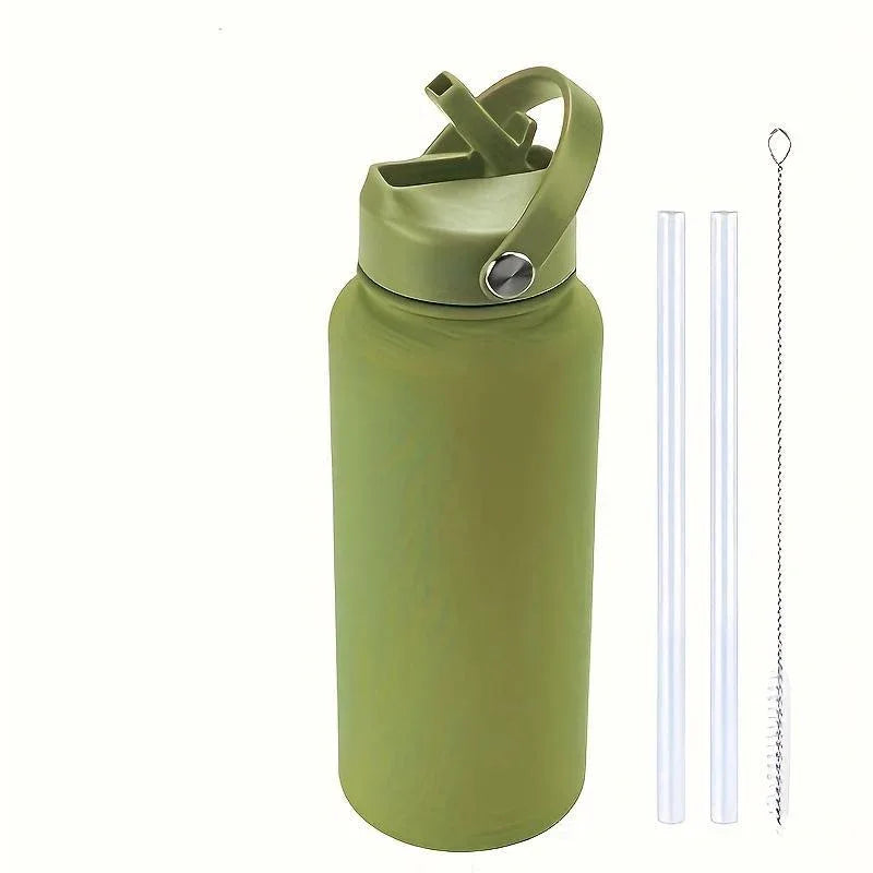 40 Oz Stainless Steel Sports Water Bottle With Straw Insulation, With 3 Lids ,straw Lid, Water Cup Lid,Please Note That This Product Is Shipped By Yourself For The Average Shipping Cost - THE MILE MAKER DRIVER SHOP