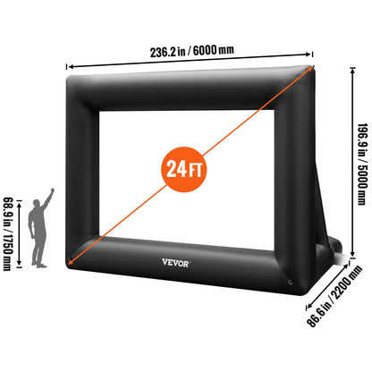 VEVOR Inflatable Movie Screen 24FT 288inch Inflatable Projector Screen For Outside With 360W Air Blower Inflatable Screen Oxford Fabric Material Blow Up Screen For Outdoor Movie Supports Front Rear P - THE MILE MAKER DRIVER SHOP