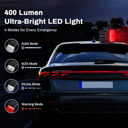 3000A Portable Car Emergency Starter Power Supply With Inflator Function 150PSI Digital Tire Inflator 12V Car Battery Charger With LED Lighting LCD Display - THE MILE MAKER DRIVER SHOP