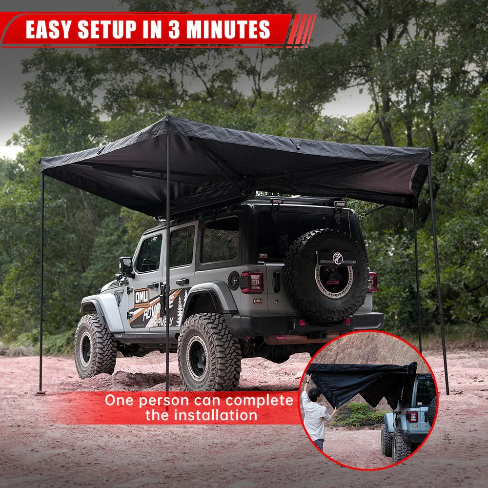 270-Degree Awning Driver Side Free Standing, Car Side 270-Degree Awning Waterproof UV50 Wind Resistant For SUV Van Truck - THE MILE MAKER DRIVER SHOP