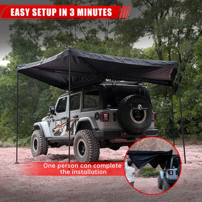 270-Degree Awning Driver Side Free Standing, Car Side 270-Degree Awning Waterproof UV50 Wind Resistant For SUV Van Truck - THE MILE MAKER DRIVER SHOP