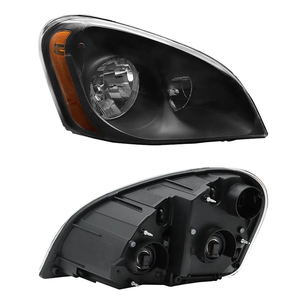 For 2008-2017 Freightliner Cascadia Black Headlights Headlamps Left,Right - THE MILE MAKER DRIVER SHOP