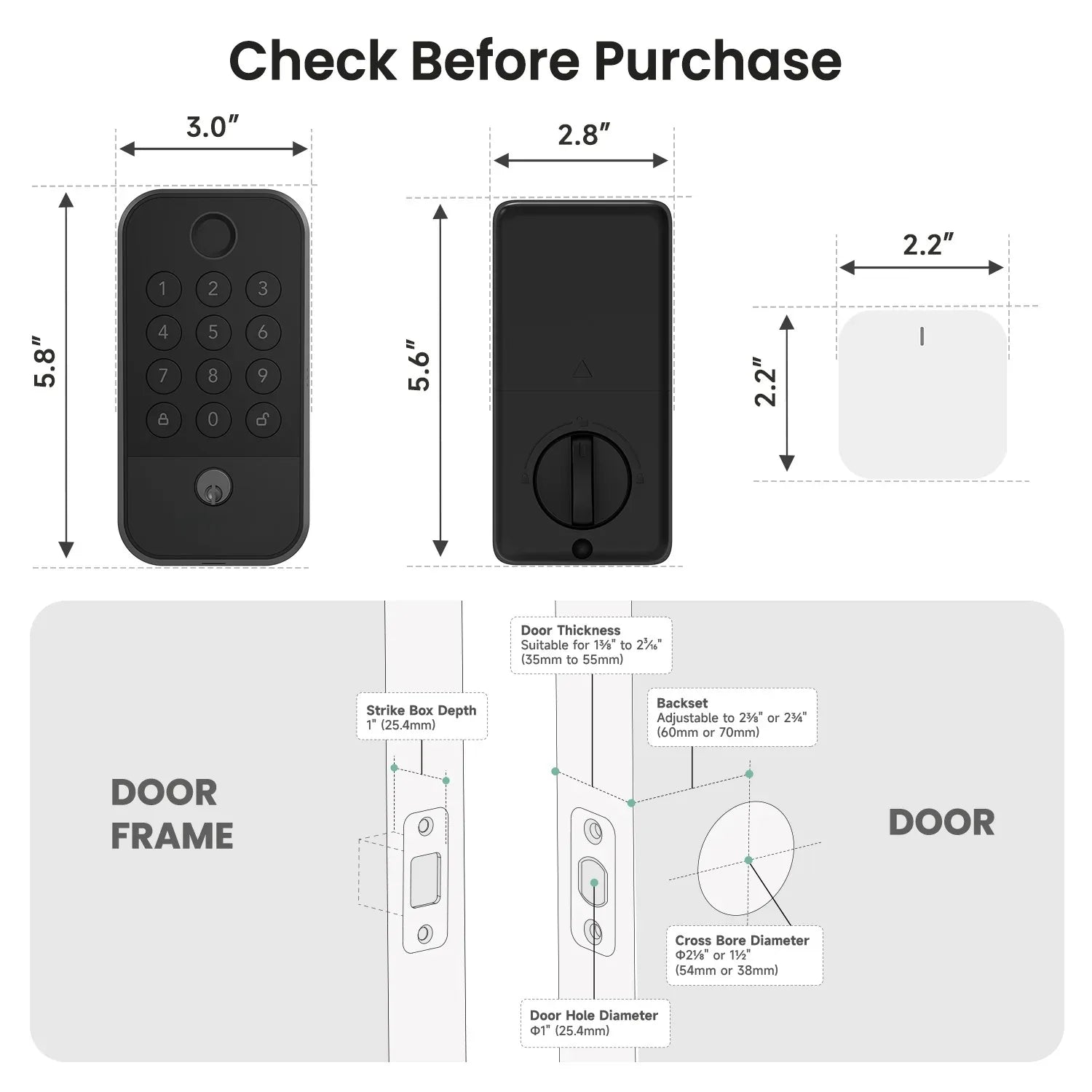 Smart WiFi & Bluetooth Door Lock With Fingerprint, Keypad & Code Entry, App Remote Control, Auto Lock, Black - THE MILE MAKER DRIVER SHOP