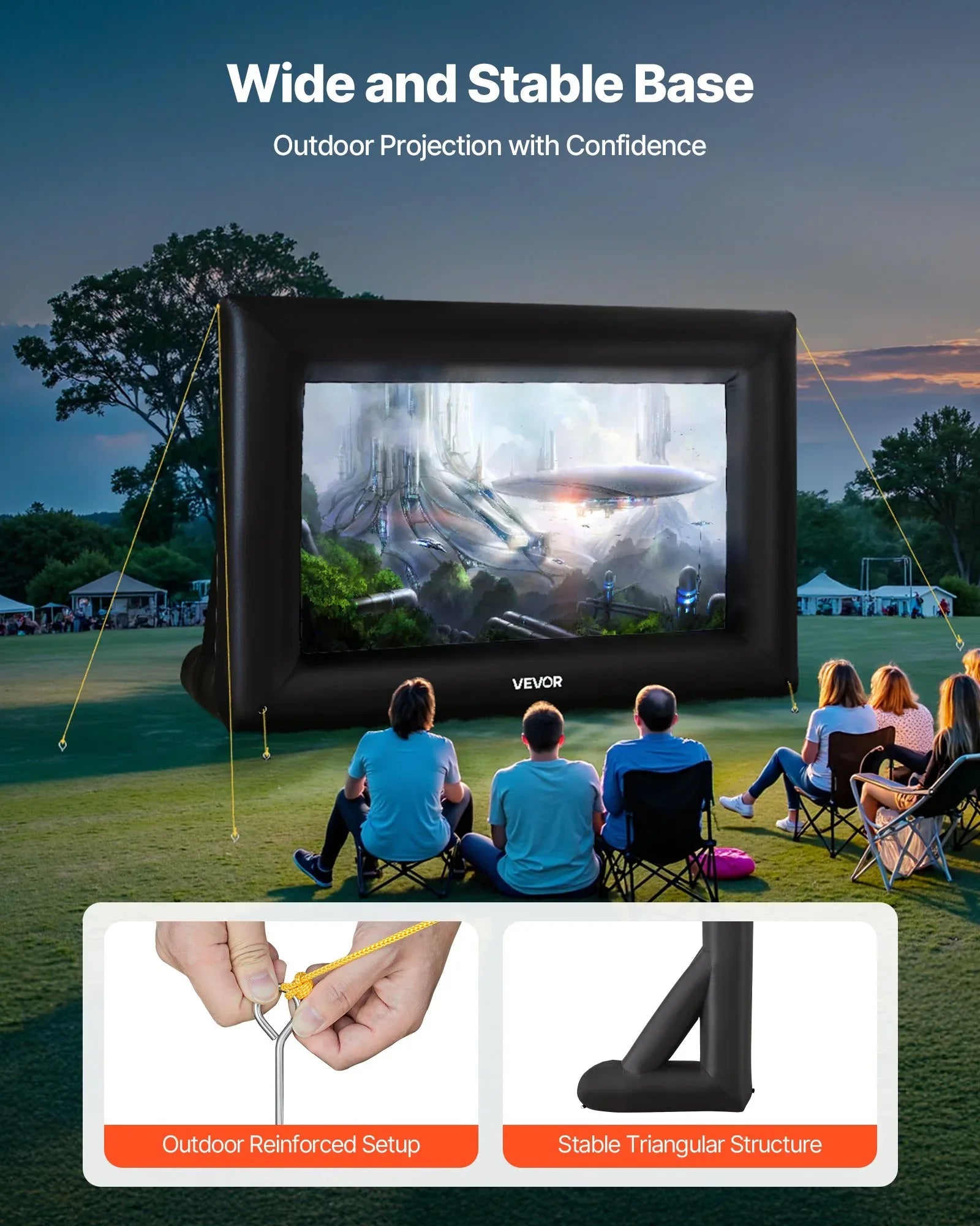 14FT Inflatable Projector Screen, Inflatable Movie Screen Outdoor With 120W Air Blower Projector Screen Oxford Fabric Material Blow Up Screen For Outdoor Backyard, Home Theater, Theme Party - THE MILE MAKER DRIVER SHOP