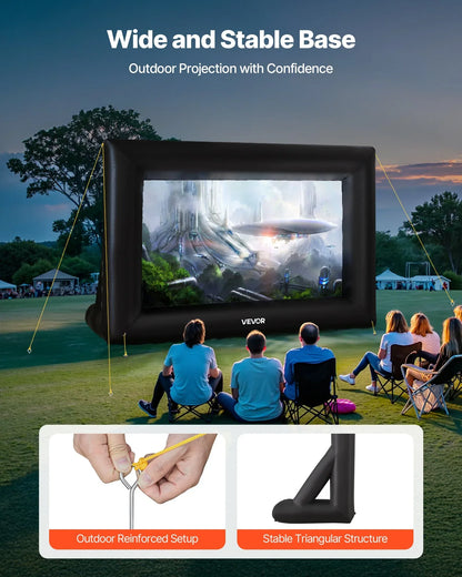 14FT Inflatable Projector Screen, Inflatable Movie Screen Outdoor With 120W Air Blower Projector Screen Oxford Fabric Material Blow Up Screen For Outdoor Backyard, Home Theater, Theme Party - THE MILE MAKER DRIVER SHOP