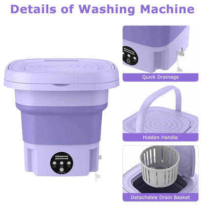 1Pc Portable Washing Machine Foldable Laundry Machine With Detachable Drain Basket 3 Modes Electric Clothes Washer For Underwear Socks Towels Baby Clothes - THE MILE MAKER DRIVER SHOP