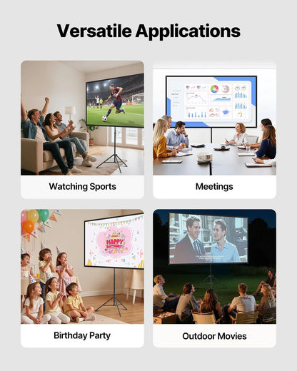 Tripod Projector Screen With Stand 80 Inch 160° Wide Angle 4K HD 16:9 Screen - THE MILE MAKER DRIVER SHOP