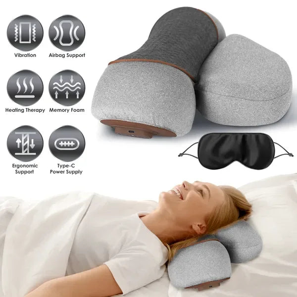 3 In 1 Neck Massager Pillow With Vibration Heating Therapy Airbag Stretching Memory Foam Fillings Ergonomic Cervical Massager With Portable Storage Bag Eye Mask GPCT5476 - THE MILE MAKER DRIVER SHOP
