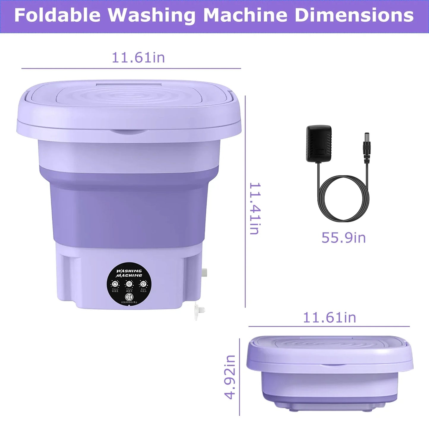 1Pc Portable Washing Machine Foldable Laundry Machine With Detachable Drain Basket 3 Modes Electric Clothes Washer For Underwear Socks Towels Baby Clothes - THE MILE MAKER DRIVER SHOP