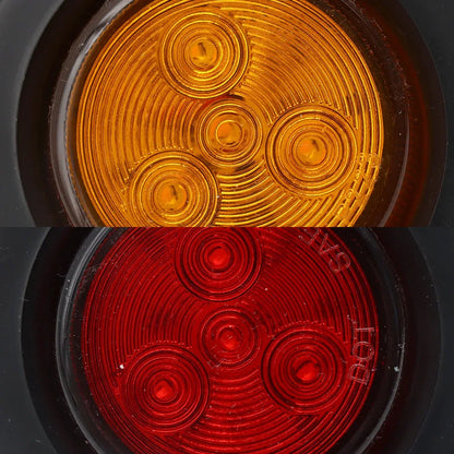 10 Pcs 2 4LED Rubber Ring Round Led Trailer Truck Tail Lights With Plug, 12V Brake Light Marker, 5 Red Covers 5 Yellow Covers - THE MILE MAKER DRIVER SHOP