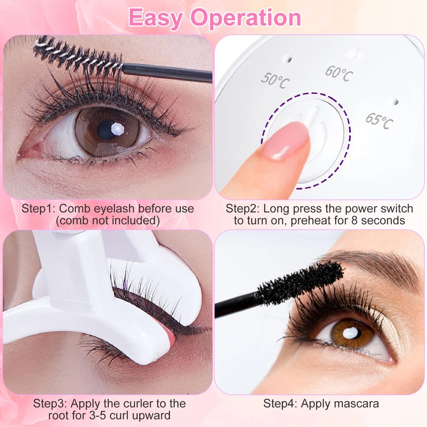 2Pcs Heated Eyelash Curler Electric USB Rechargeable Eyelash Curler Anti Burn Compact With Comb Heat Up Fast Within 8S For All Eye Shapes For Women Make Up Gift Travel Valentine Mother Day - THE MILE MAKER DRIVER SHOP