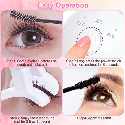 2Pcs Heated Eyelash Curler Electric USB Rechargeable Eyelash Curler Anti Burn Compact With Comb Heat Up Fast Within 8S For All Eye Shapes For Women Make Up Gift Travel Valentine Mother Day - THE MILE MAKER DRIVER SHOP