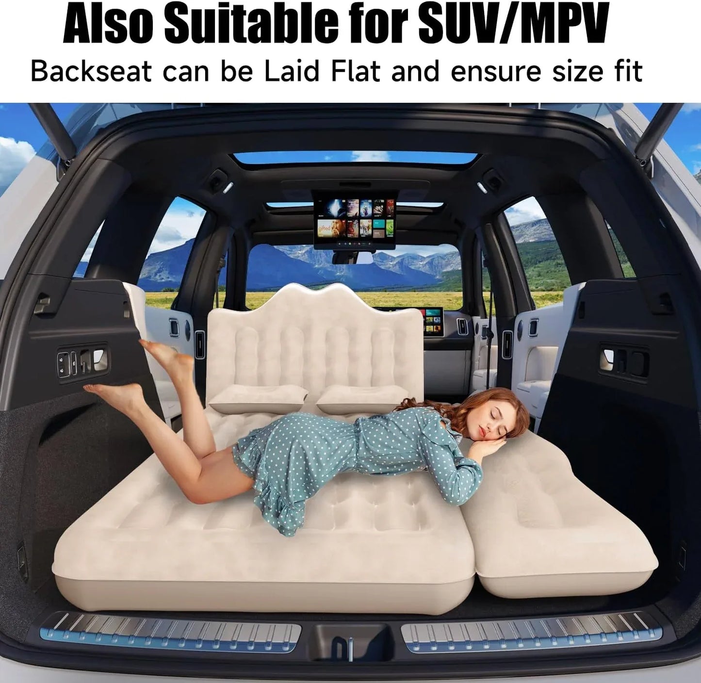 Car Air Mattress, Inflatable SUV Truck Air Mattress Back Seat Camping Bed Thickened Car Sleeping Pad For Travel, Car Bed SUV Mattress With 2 Pillows - THE MILE MAKER DRIVER SHOP