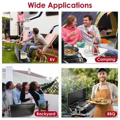 3 Burner Camping Stove 20000 BTU Portable Foldable Propane Stove With Toast Tray Windshield Portable Handle Outdoor Cooking Gas Stove For RV Camping BBQ Picnic - THE MILE MAKER DRIVER SHOP