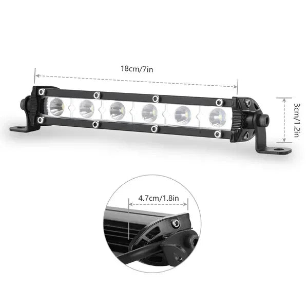 Light Bar Single Row Offroad Spot Lights 18W Ultra Slim Straight - THE MILE MAKER DRIVER SHOP