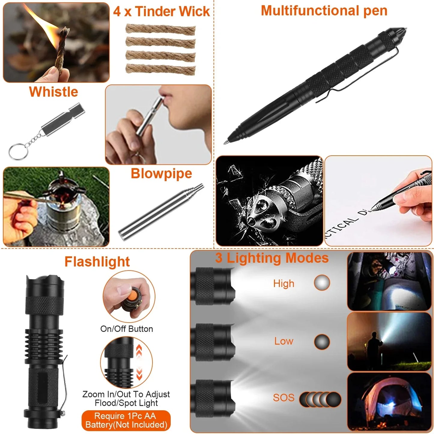 121Pcs Per Set Survival Kits Professional Emergency Survival Gear Tactical First Aid Kit Supplies For Outdoor Adventure Camping Hiking Hunting - THE MILE MAKER DRIVER SHOP