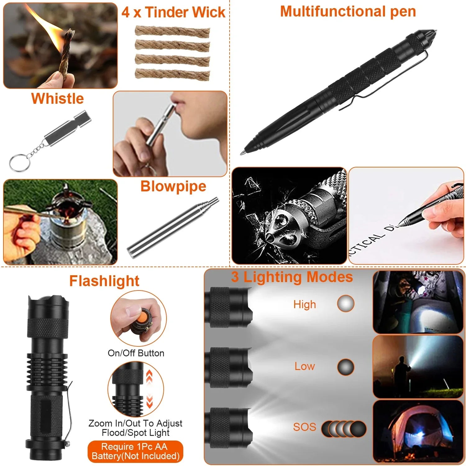 121Pcs Per Set Survival Kits Professional Emergency Survival Gear Tactical First Aid Kit Supplies For Outdoor Adventure Camping Hiking Hunting - THE MILE MAKER DRIVER SHOP