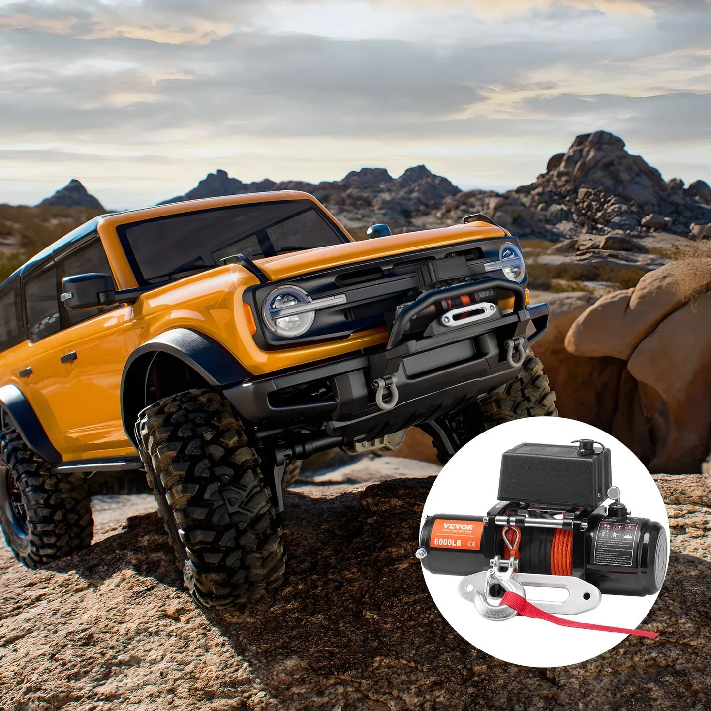 Electric Winch For Truck 6000 Lb Synthetic Rope Waterproof Remote Control - THE MILE MAKER DRIVER SHOP