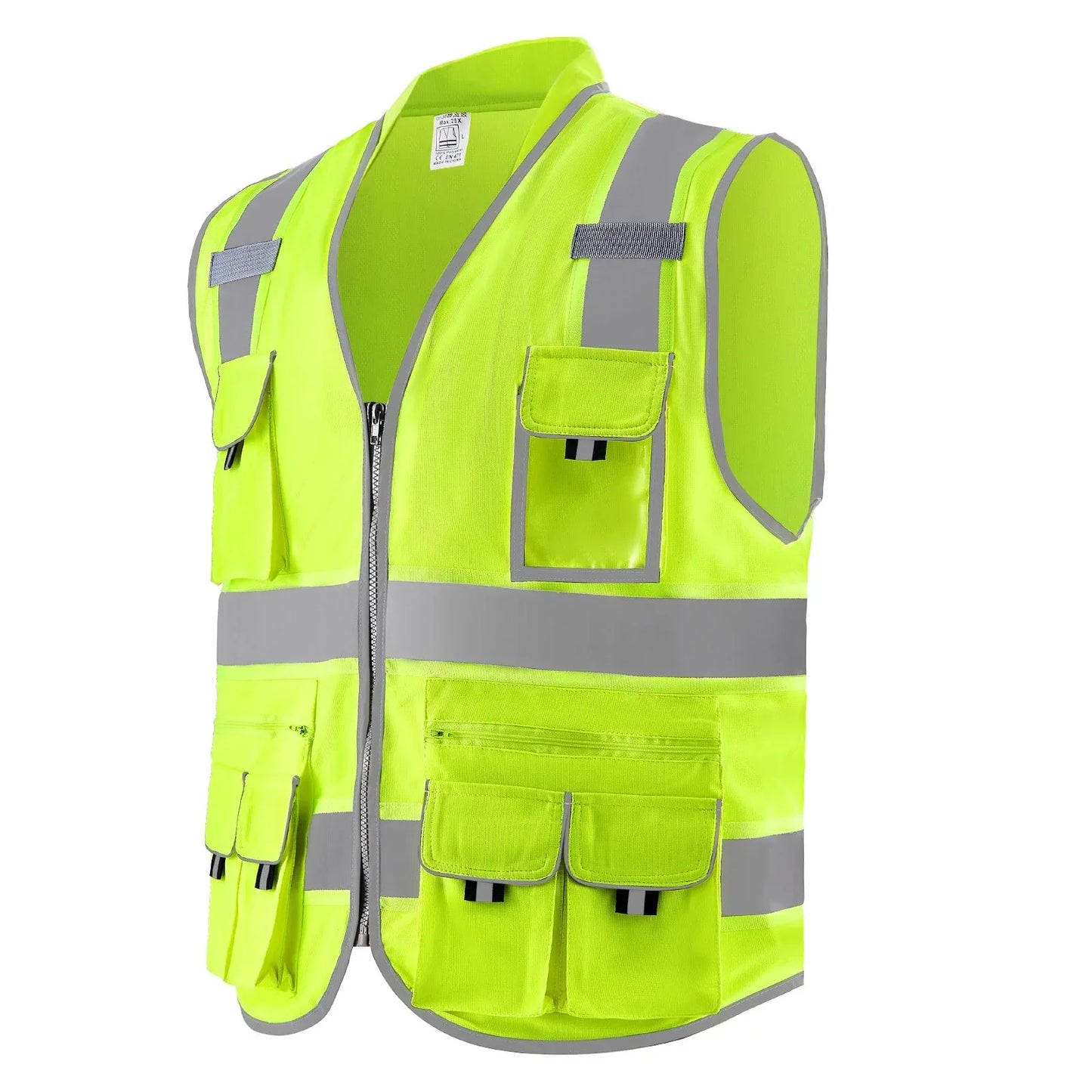 Safety Vest Reflective Yellow Work Vest With 10 Pockets For Men And Women - THE MILE MAKER DRIVER SHOP