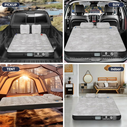 Full Size Truck Inflatable Mattress, Fits For 5.5-6.5 Ft Trucks, Inflatable Pickup Truck Air Bed, With Phone Slot And Cup Slot, 2 Pillows, Suitable For Outdoor And Indoor - THE MILE MAKER DRIVER SHOP