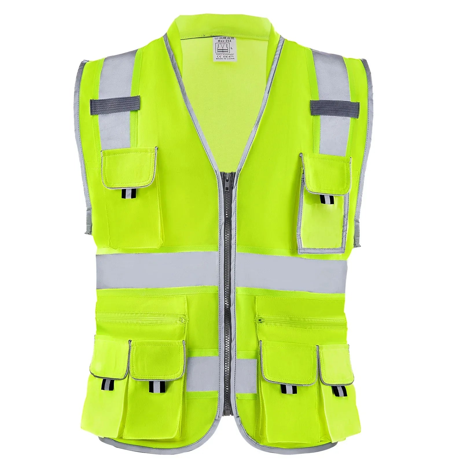 Safety Vest Reflective Yellow Work Vest With 10 Pockets For Men And Women - THE MILE MAKER DRIVER SHOP