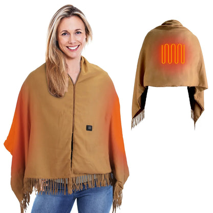 1Pc 79x24In USB Heated Shawl With Teasel Wearable Heating Blanket Electric Throw Wrap Indoor Outdoor With Zipper 3 Heating Levels Machine Washable For Outdoor Home Office - THE MILE MAKER DRIVER SHOP