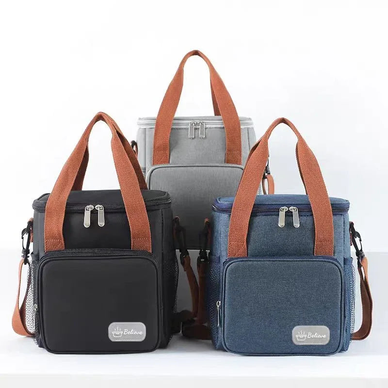 Black Insulated Lunch Bag - 2-Layer Thermal Food Container With Adjustable Shoulder Strap & Handles, Leakproof & Lightweight For Work, School, Picnic - THE MILE MAKER DRIVER SHOP