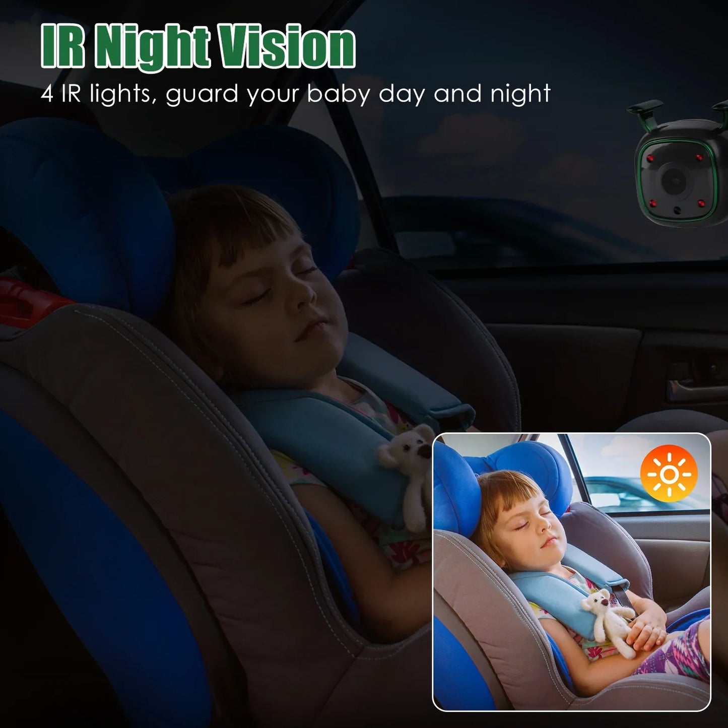 1Pc 1080P Baby Car Camera For 2 Kids Dual Channel Car Baby Monitor Rear Facing Car Seat Camera With 120Degree Wide View 6.86In HD Split Screen Night Vision - THE MILE MAKER DRIVER SHOP