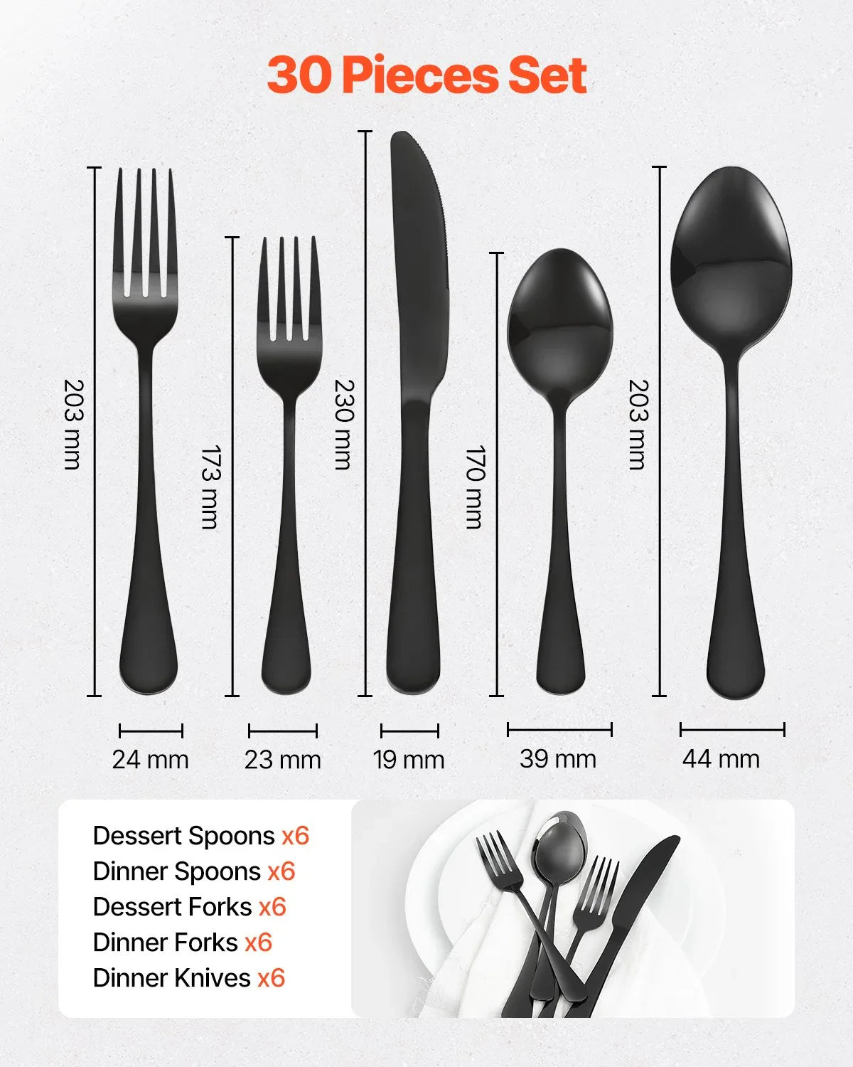 30-Piece Silverware Set Stainless Steel Cutlery Flatware Utensil Kitchen For 6 - THE MILE MAKER DRIVER SHOP