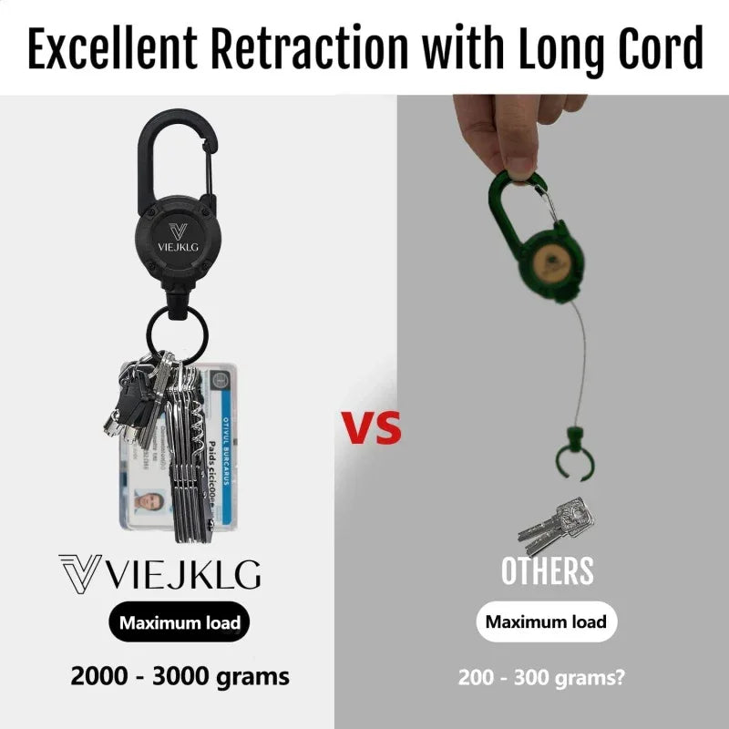 VIEJAKLG 3-in-1 Retractable Rope Carabiner Keychain, Strong Steel Wire Rope Buckle, Compact Outdoor Camping And Hiking Multifunctional Essential Item - THE MILE MAKER DRIVER SHOP