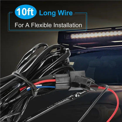 LED Light Bar Wiring Harness Kit 280W 12V 40A Power Relay Fuse On Off Switch 10ft Length Universal Fitment Light Bar Accessories - THE MILE MAKER DRIVER SHOP