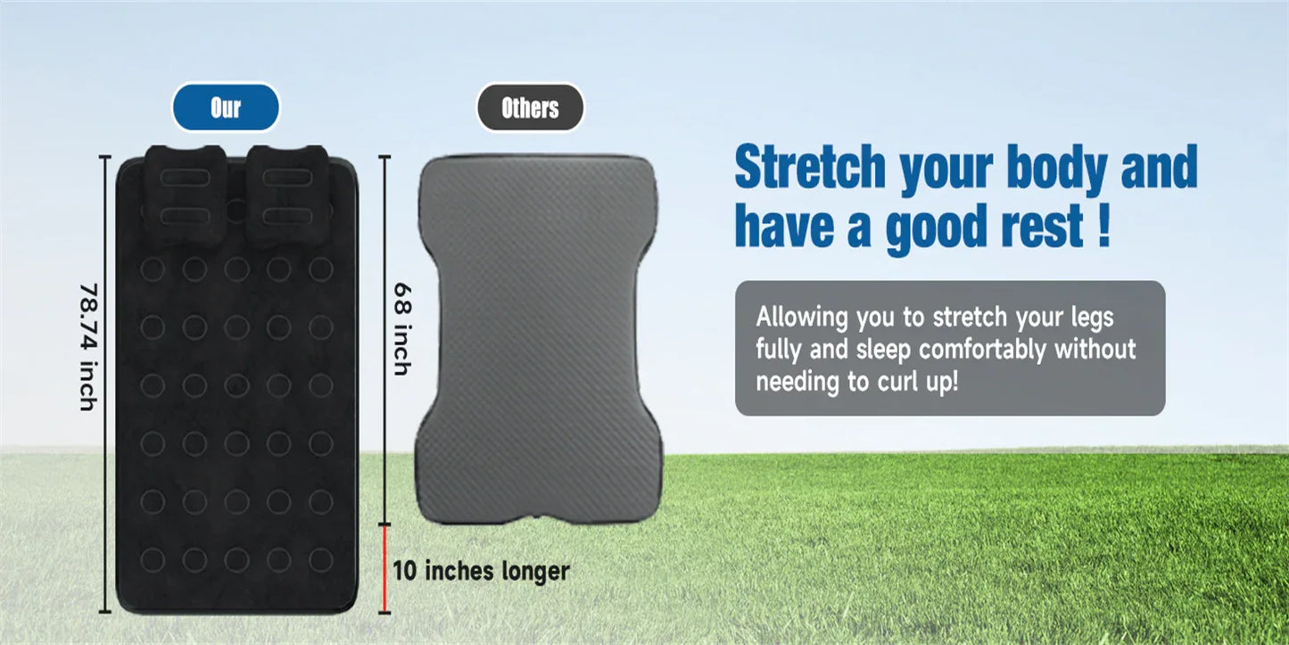 Full Size Truck Inflatable Mattress, Fits For 5.5-6.5 Ft Trucks, Inflatable Pickup Truck Air Bed, With Phone Slot And Cup Slot, 2 Pillows, Suitable For Outdoor And Indoor - THE MILE MAKER DRIVER SHOP