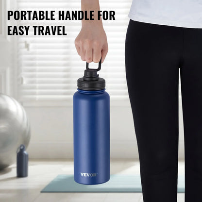 40 Oz Insulated Water Bottle Stainless Steel With Wide Mouth Lid Blue - THE MILE MAKER DRIVER SHOP